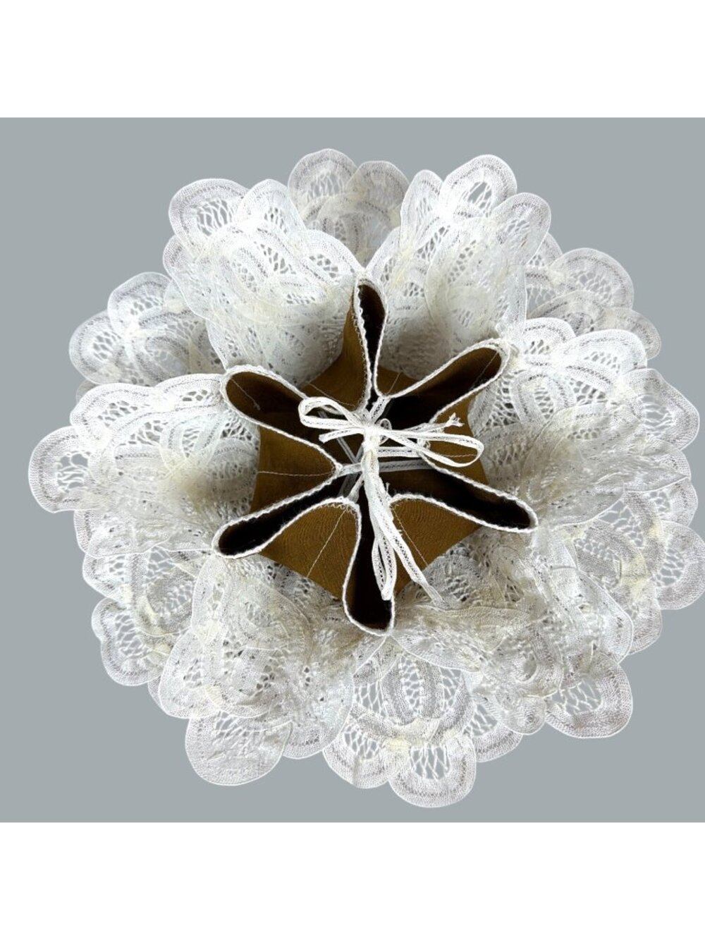 Belgian Lace Bread Basket Liner Bun Warmer 12 Pocket Princess Scone Roll Vintage